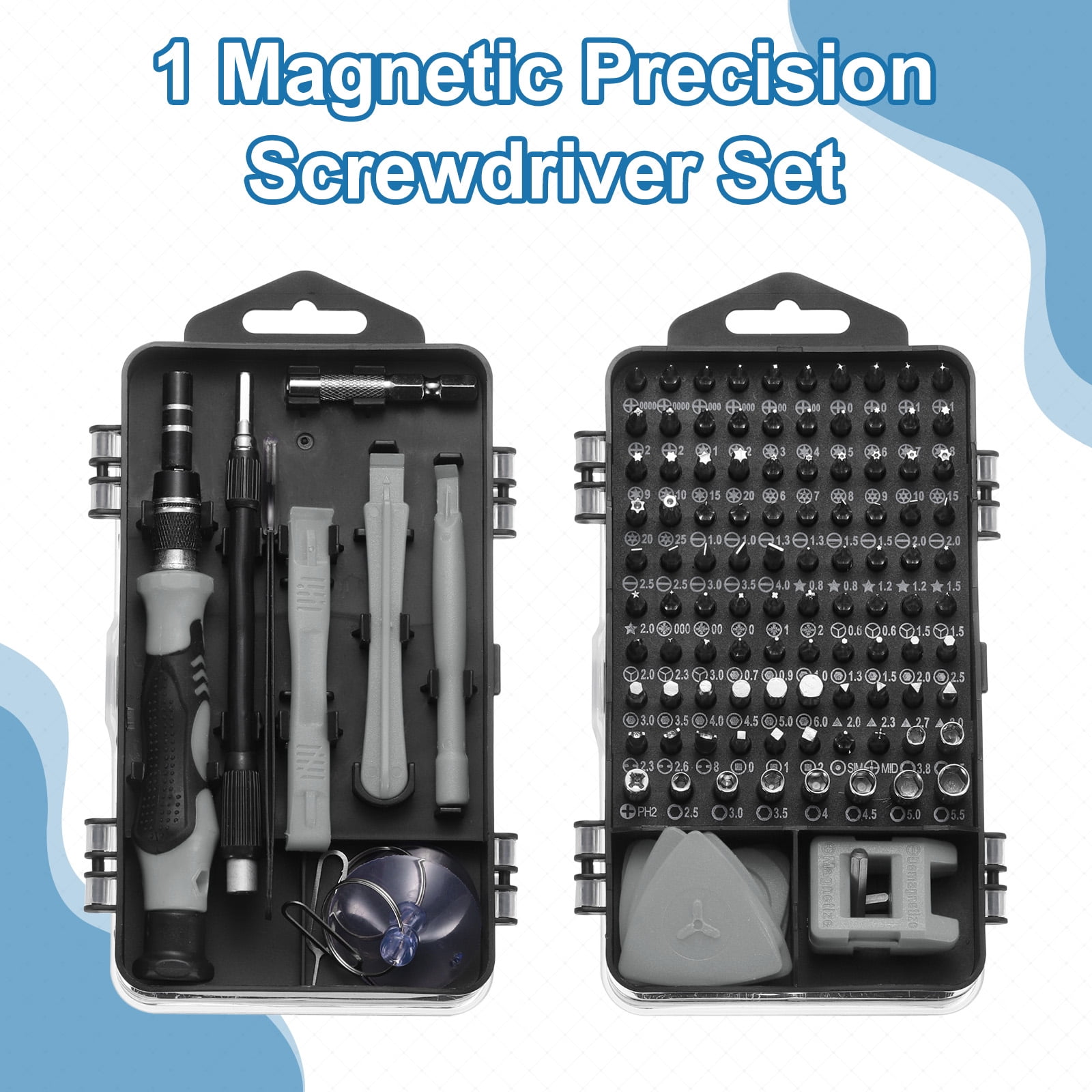 Uxcell 136 in 1 Magnetic Precision Screwdriver Set Electronics Repair Tools Kit with 96 Bits Flexible Shaft and Extension Rod for Cellphone Game Console Laptop PC Computer Camera, Grey