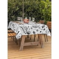 thumbnail image 3 of Outdoor Tablecloth with Umbrella Hole for Patio/Picnic/Party/Camping, Black White Cartoon Space Waterproof Table Cloth Rectangle Table Cover Washable, Star Spacecraft Rocket Meteorite (52"x 70"), 3 of 8