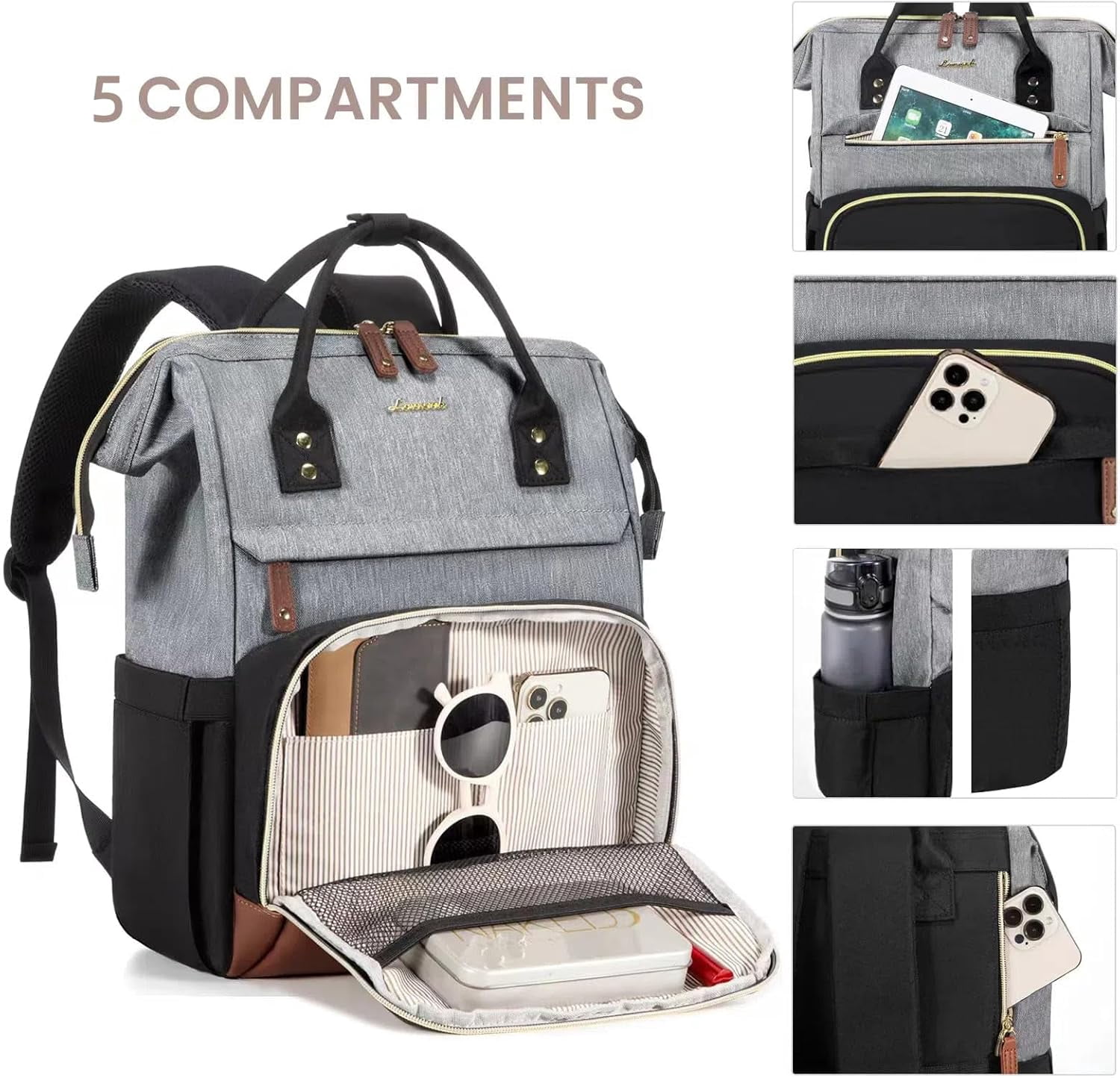 LOVEVOOK Laptop Backpack for Women, 15.6 Inch Work Business Backpacks Purse with USB Port, Large Capacity Nurse Bag College Bookbag for School, Waterproof Casual Daypack for Travel