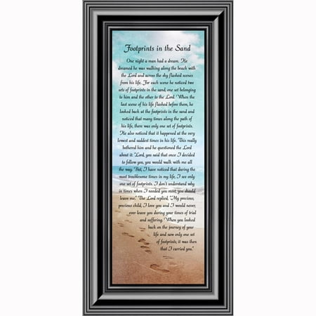 Baby Footprint Poem - Footprints in the Sand Beach Wall Art, Footprints Poem for Comfort and Encouragement, 6x12 7349