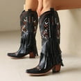 thumbnail image 4 of Dakaela Women Western Cowboy Boots Embroidered Fringe Cowgirl Boots Tassel Riding Country Knee High Boot, 4 of 8