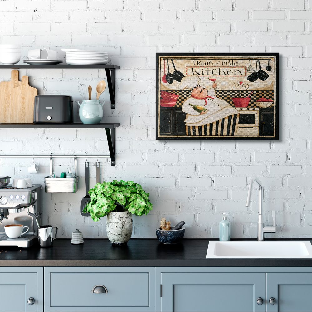 Stupell Industries Home is in the Kitchen with Happy Chef Illustration Designed by Dan DiPaolo