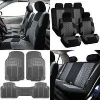 FH Group FH Travel Master Car Seat Covers for Auto Full Seat Covers Set with Gray Floor Mats Gray Black
