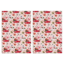 2 Pcs Funny Kitchen Towels,Pink Christmas Red Truck and Snowman Pattern Microfiber Dish Towels,Kitchen Tea Towels,Kitchen Towel Set (18" X 26")