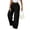 1# Black, variant on Wide Leg Casual Cotton Trousers Women High Waisted Baggy Pants with Front Crease Subtle Flare, Adjustable Drawstring, Clean Solid Colors, Smart Casual Styling, Office and Travel Wear