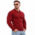 thumbnail image 2 of Smawell Men's Polo Sweater Long Sleeve Knit Shirt, Slim Fit Soft Stretch 3-Button Pullover for Business Casual & Weekend Wear, 2 of 7