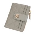 thumbnail image 1 of Cartera con cremallera para mujer, moderna, informal, con ventana para identificación, cartera pequeña para viajes y calle Gris verde, 1 of 9