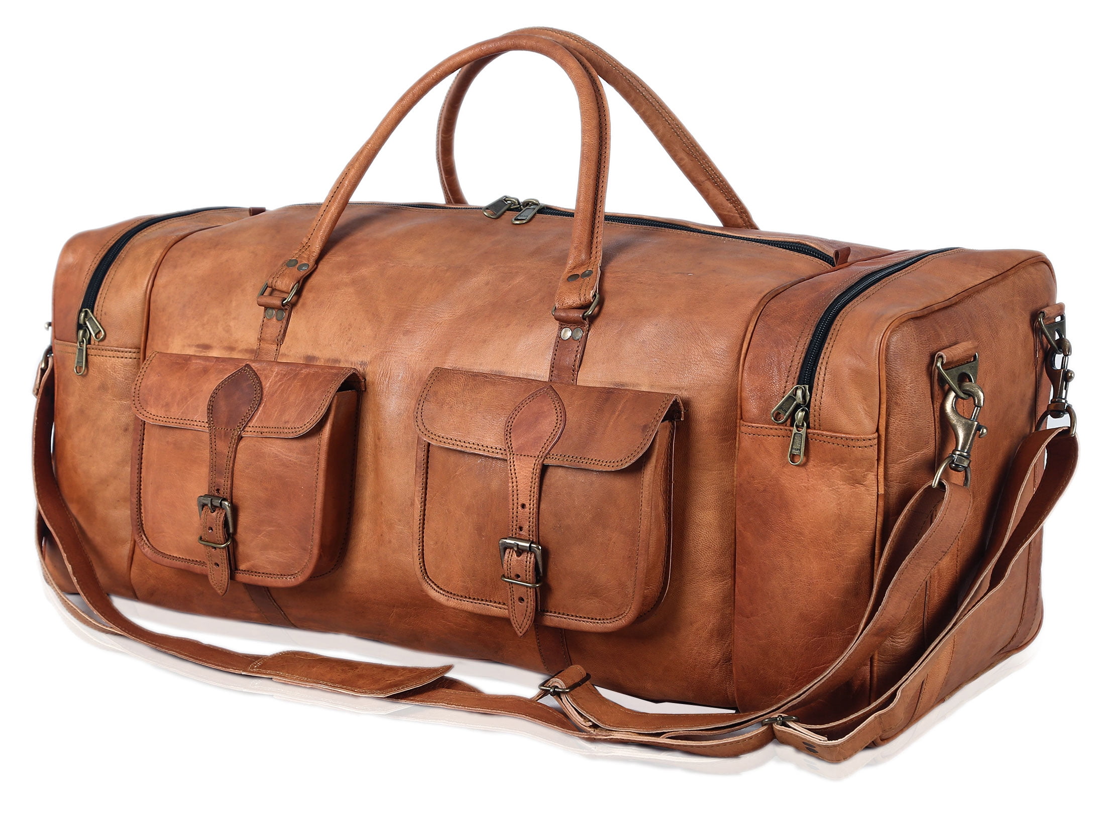 Leather Duffel Bag 30 inch Large Travel Bag Gym Sports Overnight Weekender Bag by Komal s Passion Leather