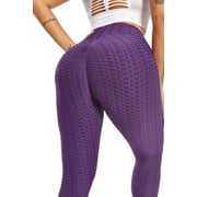 Ashcilla Women's High Waist Yoga Pants Tummy Control Workout Ruched Butt Lifting Stretchy Leggings Textured Booty Tights