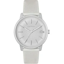 Lacoste 12.12 2011240 Silver Dial Grey Silicone Strap 42MM Mens Watch
