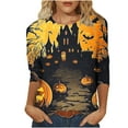 thumbnail image 2 of jobturf Halloween Shirts for Women Girls Novelty Graphic Blouses Ghost Pumpkin Tee Tops Spooky Season Festival Costumes, 2 of 5