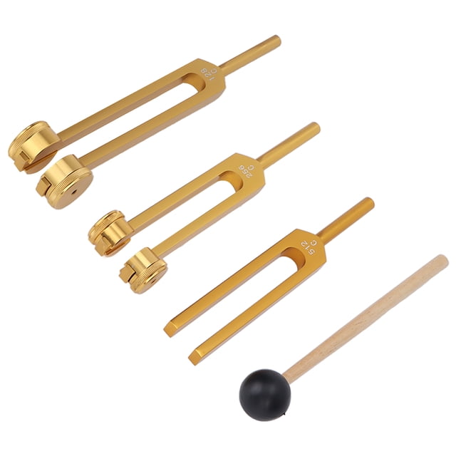 Juego De 3 Diapasones De aleación De Aluminio, 128 Hz, 256 Hz, 512 Hz, Tenedores Curativos De Sonido De Alta Precisión Con Martillo Para Meditación, Yoga Y Alivio Del Estrés