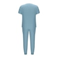 thumbnail image 4 of Ecqkame Womens Two Piece Sets V-Neck Top and Tapered Leg Jogger Pants with Button Medical Nursing Uniforms Set Light Blue XL, 4 of 6