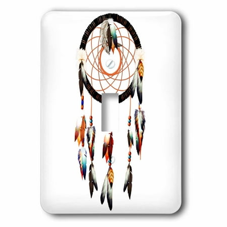 Native Americans Feathers - 3dRose Native American inspired Dream Catcher design, colorful feathers and beads., 2 Plug Outlet Cover