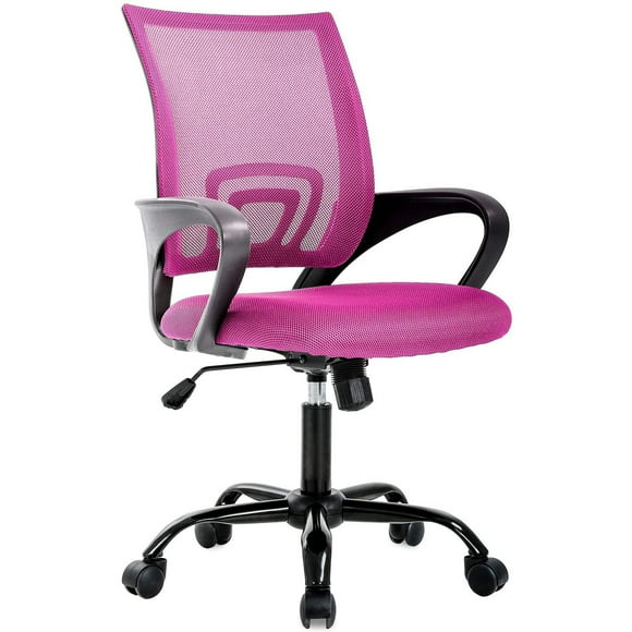 BestOffice Pink Ergonomic Office Chair, Mesh Mid-Back, Lumbar Support, Adjustable Armrests, Rolling Swivel Design