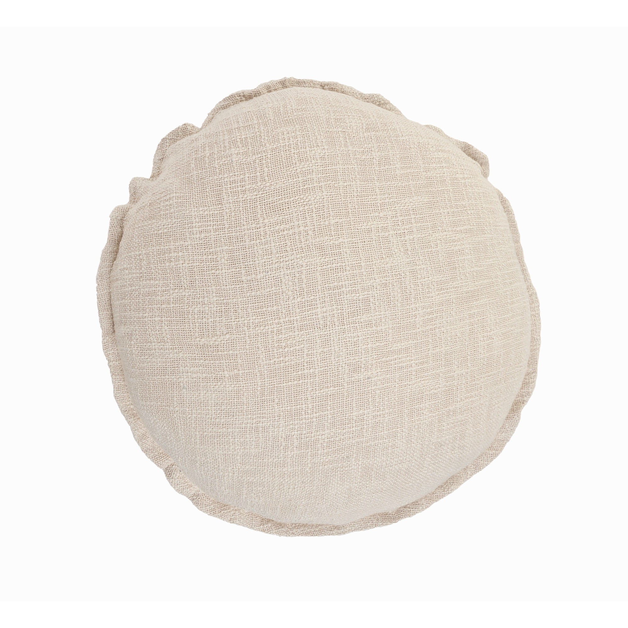 Laddha Home Designs Handwoven Over Tufted Solid Round Throw Pillow Cover - 20" - Beige