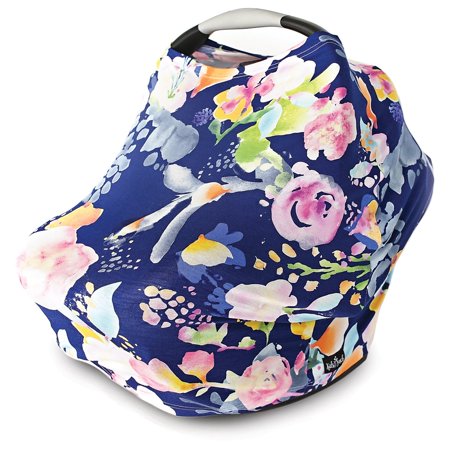Kids N' Such Nursing Cover, Car Seat Canopy, Shopping Cart, High Chair and Carseat Covers for Girls - Best Stretchy Infinity Scarf and Shawl - Multi Use Breastfeeding Cover Up - Pastel Navy (Best Highchair From Birth)