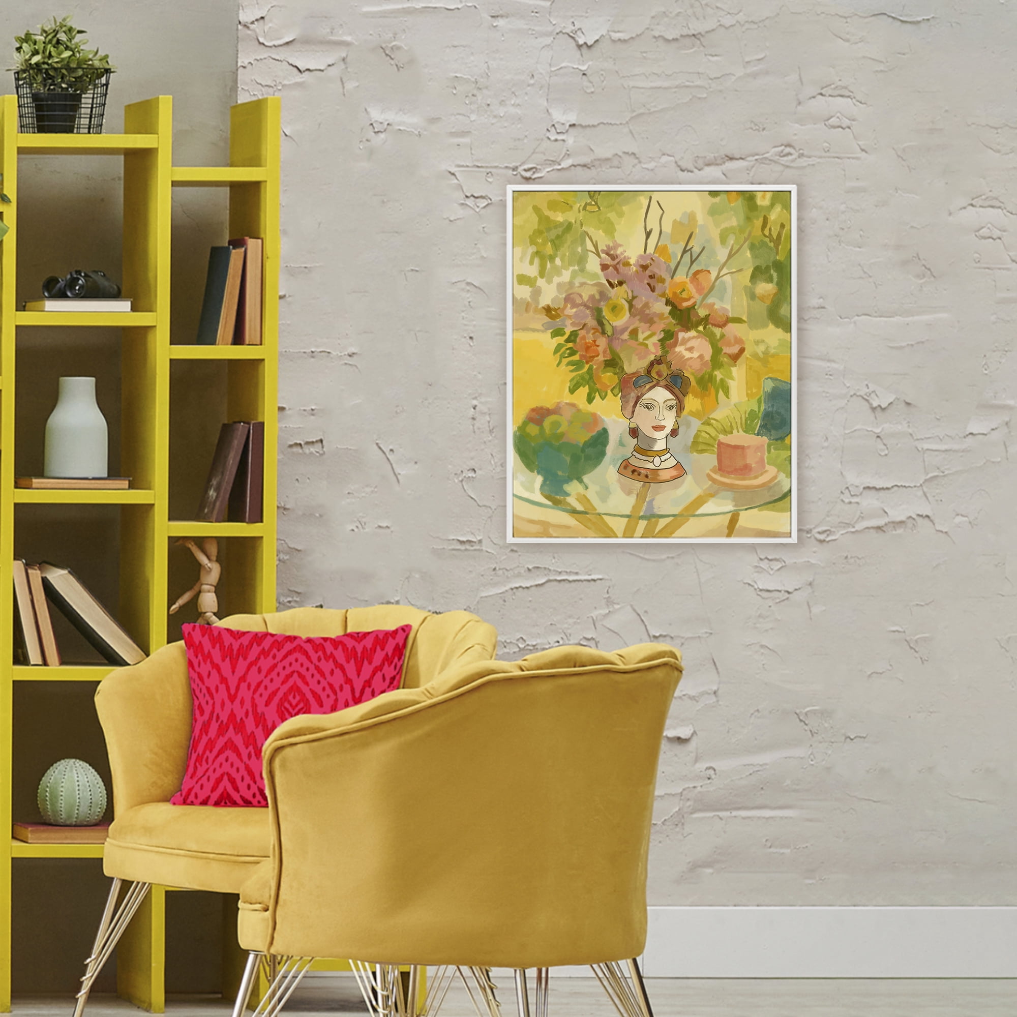 Stupell Industries Flower Head Vase White Framed Giclee Art, design by Amelia Noyes