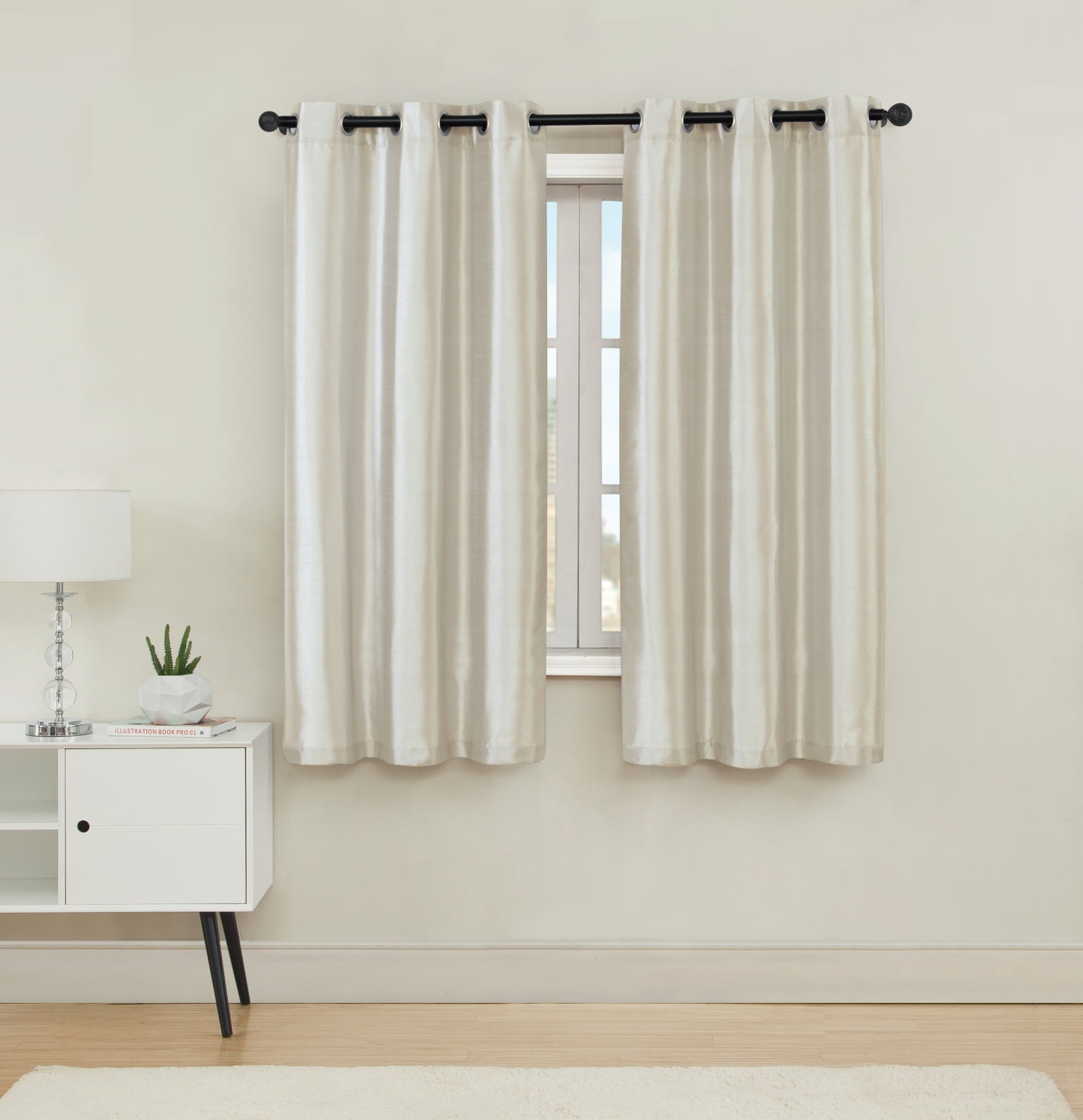 2 Pack Vcny Home Madison Collection Semi Sheer Grommet Top Curtains 2 Pack Vcny Home Madison Collection Semi Sheer Grommet Top Curtains Ivory 63 In Long Com