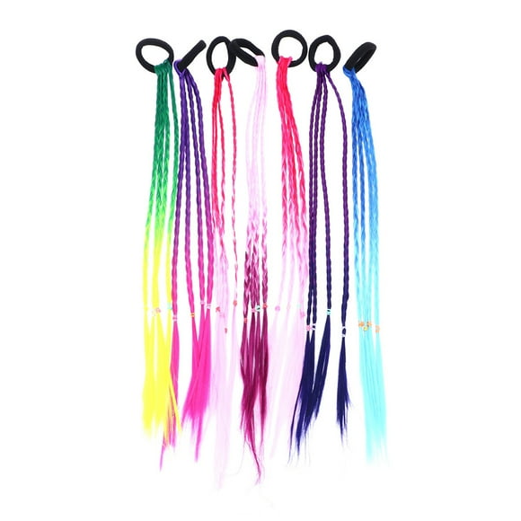 1 Set 6Pcs Kids Hairstyle Ponytail Braids Colorful Wig Braids Head Ropes (Assorted Color)