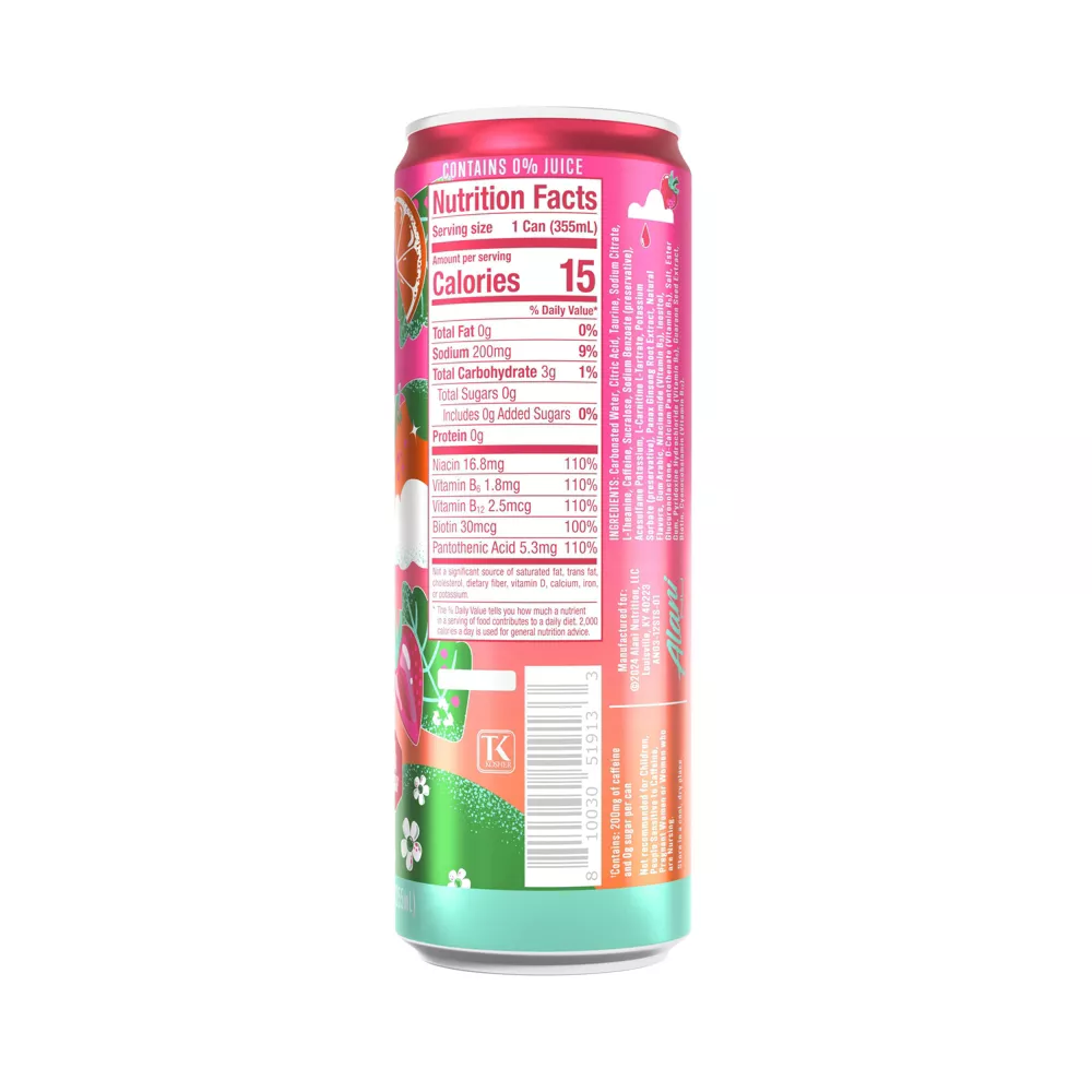 Alani Nu Strawberry Sunrise Energy Drink, 12 fl oz Cans, Pack of 6