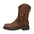 thumbnail image 2 of Leozcaa Women's Cowboy Cowgirl Boots Round Toe Side Zipper Embroidered Low Heel Dress Western Mid Calf Boot, 2 of 7
