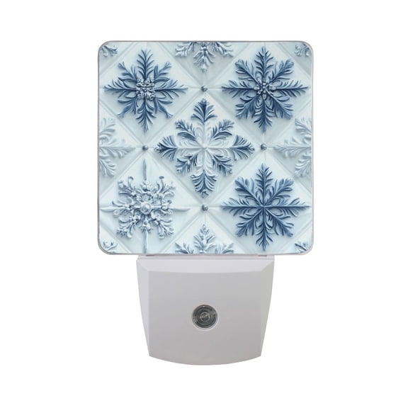 3d Blue White Snowflakes Night Light 2 Pack LED Nightlight Plug into Wall Dusk to Dawn Sensor Soft White
