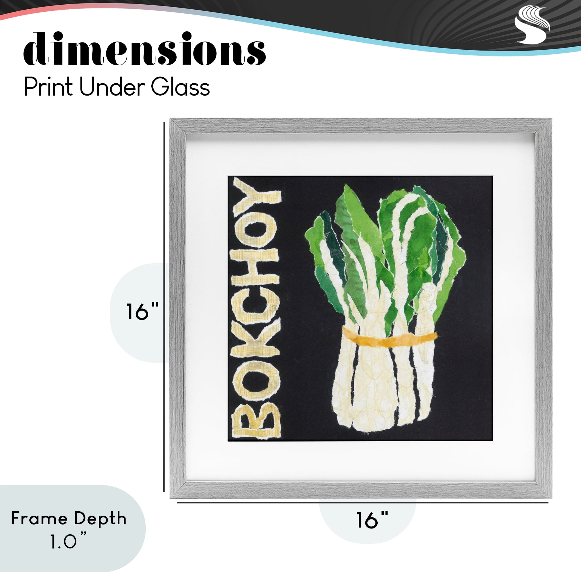 Stupell Industries Bok Choy Leafy Vegetable Gray Framed Print Under Glass, design by Nancy Overton