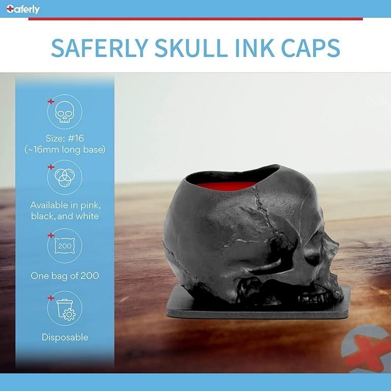 Saferly Skull Tattoo Ink Caps Cups for Tattooing Disposable