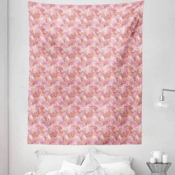 Pink and Orange Tapestry, Colorful Spring Branches Nature Romance Leafy Garden Pastel Repetition, Fabric Wall Hanging Decor for Bedroom Living Room Dorm, 5 Sizes, Multicolor, by Ambesonne