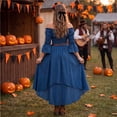 thumbnail image 5 of Off Shoulder Tiered Dress, Lace Up Corset Waist Dress, Long Sleeve Medieval Costume, Renaissance Dress Women Medieval Costume Victorian Dresses Peasant Gothic Fairy Witch Wedding Under Dress, Blue M, 5 of 5