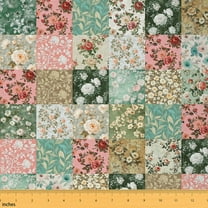 Feelyou Garden Flower Floral Fabric by the Yard 1 Yard, Retro Patchwork Room Decor Fabric by the Yard, Adult Teens Kids Fabric for Sewing, Luxury Bedroom Decor