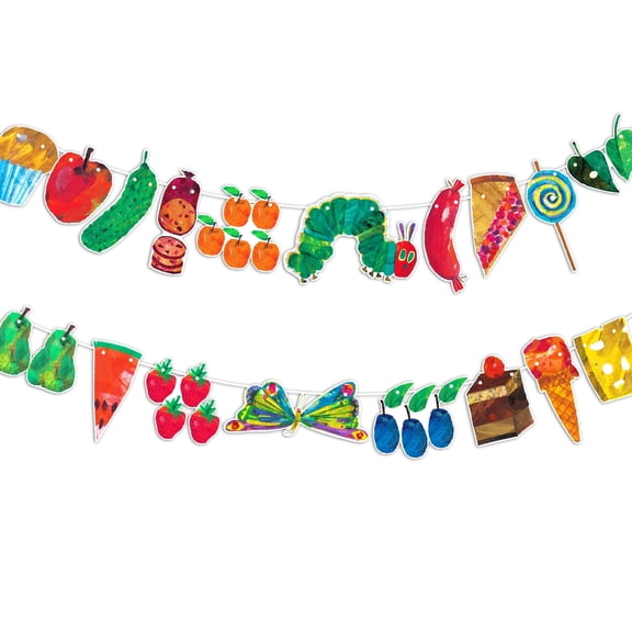 HOOJOJO "The Very Hungry Caterpillar " Themed Bunting Flags, Preschool Classroom & Birthday Party Decoration Banner for Kids