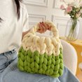 thumbnail image 4 of Bolsos Con Asa Superior Bolsas con asa superior para mujer Diseño tejido Bolsas simples de lana islandesa (verde oscuro), 4 of 9