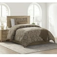 thumbnail image 2 of Mainstays Damask 4-Piece Brown Jacquard Comforter Set, Twin/Twin XL, 2 of 14