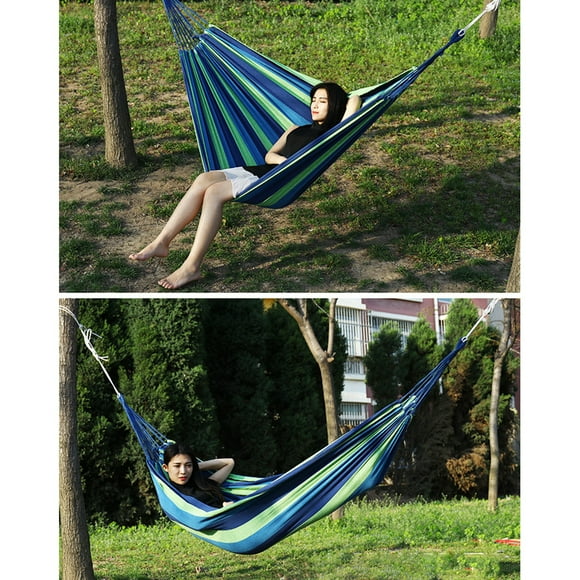 Hamaca portátil de lona para jardín, hamaca para acampar, dormir, columpio, cama colgante, porche, patio, hamaca para interiores y exteriores