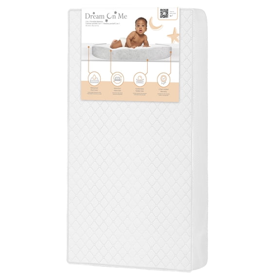 Dream on Me, 2-In-1 Breathable Foam Two-Sided 3" Mini/Portable Crib Mattress