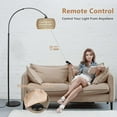 thumbnail image 2 of Lighting Fixtures Arc Floor Lamps for Living Room with 3 Color Temperatures, Black Standing Lamp with Remote & Dimmable LED Bulb, Rattan Boho Floor Lamp, Farmhouse Tall Lamp for Bedroom, Over Couch A, 2 of 9