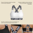 thumbnail image 6 of Alun Women's Letter Print Sports Bras Soft Breathable Cross-Back Design Comfort Activewear Stretch Lightweight Stylish Ribbing Full Coverage Everyday Gym Bralette White L, 6 of 7