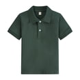 thumbnail image 2 of Boys Girls Polo Shirt Kids Size 3-4 Back To School Casual School Uniform Polo for Girls Comfortable Button Closure Short Sleeve Boys Fashion Pique Polo Shirt Dark Green, 2 of 4