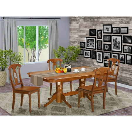 East West Furniture 5 Piece Dining Room Furniture Set- a Kitchen Table and 4 Dining Chairs Saddle Brown (Seat Options) NANA5-SBR-W East West Furniture 5 Piece Dining Room Furniture Set- a Kitchen Table and 4 Dining Chairs Saddle Brown (Seat Options) NANA5-SBR-W