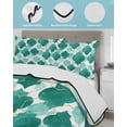 thumbnail image 3 of Full Size Quilt Bedding Set, Green Geometric Moroccan Reversible Summer Quilt 3 Pieces, Abstract Art Teal Ombre Modern Lightweight Bedspreads Coverlets with 2 Pillow Shams for All Seasons, 3 of 5