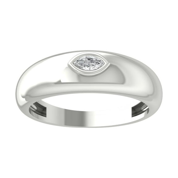 Araiya Fine Jewelry 14K White Gold Marquise-shape Lab Grown Diamond Solitaire Engagement Ring ( 1/10 cttw, D-F Color, VS Clarity) Size 9