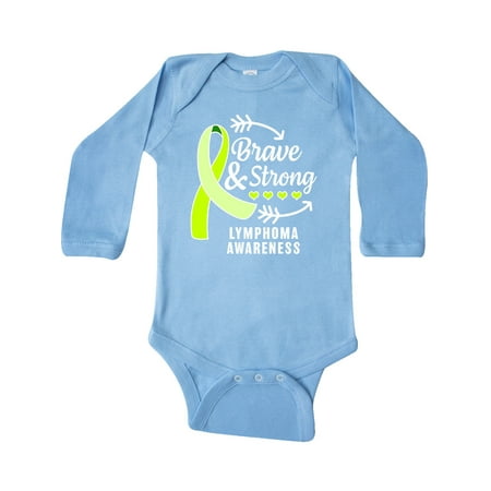 

Inktastic Lymphoma Awareness Brave and Strong with Arrows Gift Baby Boy or Baby Girl Long Sleeve Bodysuit