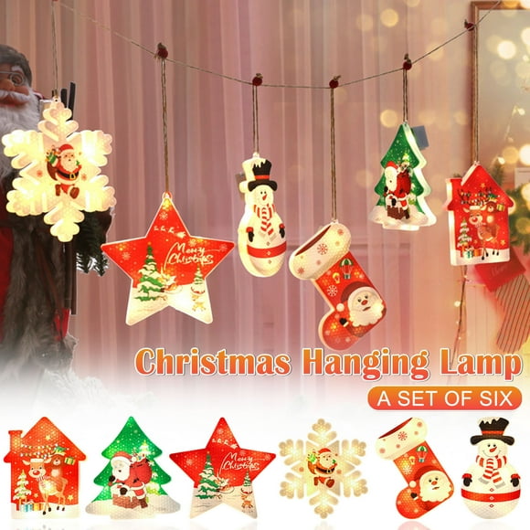 EGNMCR Christmas Hanging Ornaments, Christmas Decorations, Christmas Ornaments, Christmas Gifts Christmas Window Lights LED Hanging Curtain Light Garland Tree Decoration String Lights