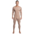 thumbnail image 2 of RUNQHUI Men's Base Layer Set for Cold Weather Thermal Underwear Round Neck Top With Legging Bottom Coffee 4XL, 2 of 7