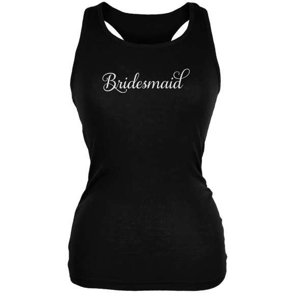 Bridesmaid Cursive Black Juniors Soft Tank Top - Medium