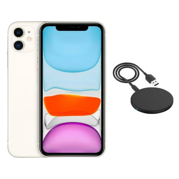Refurbished Apple iPhone 11 A2111 (Fully Unlocked) 64GB White (Grade A) w/ Wireless Charger