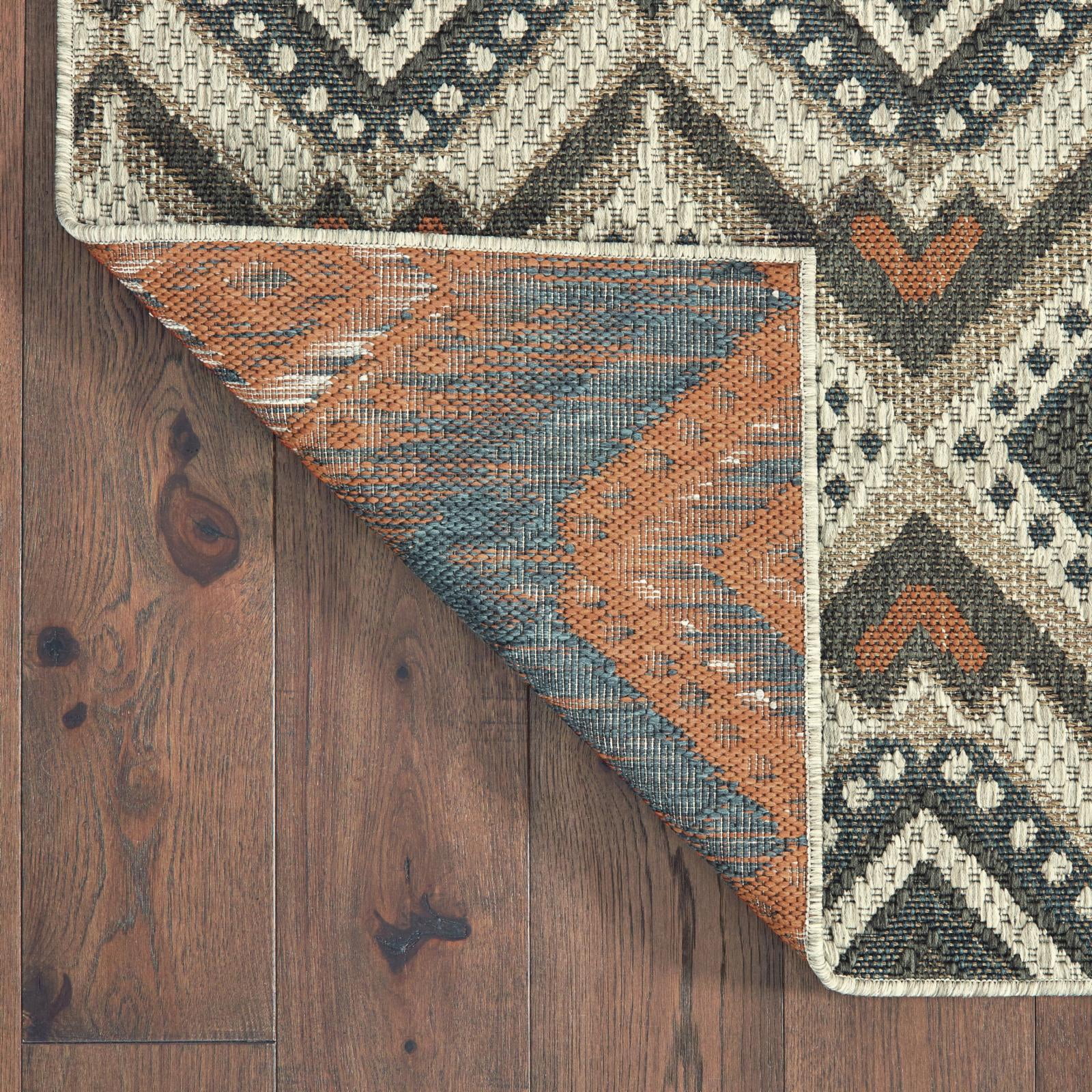 Avalon Home Lakeland Tribal Indoor/Outdoor Rug, 5'3" X 7'3", Grey/ Orange