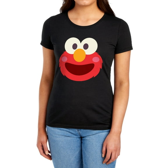 Sesame Street Elmo Kawaii Face Women's T Shirt, Black, Large